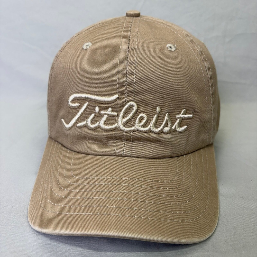 Titleist Golf Hat Pinnacle Logo Men OSFM Tan Khaki Strapback Cap